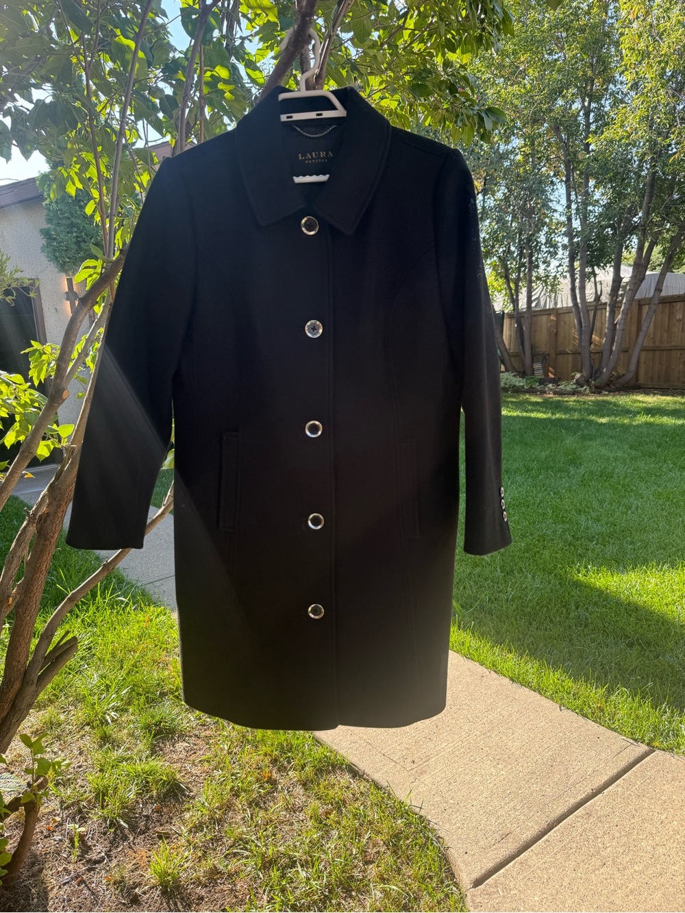 Laura Petites tailored black coat, size 12 Petite.